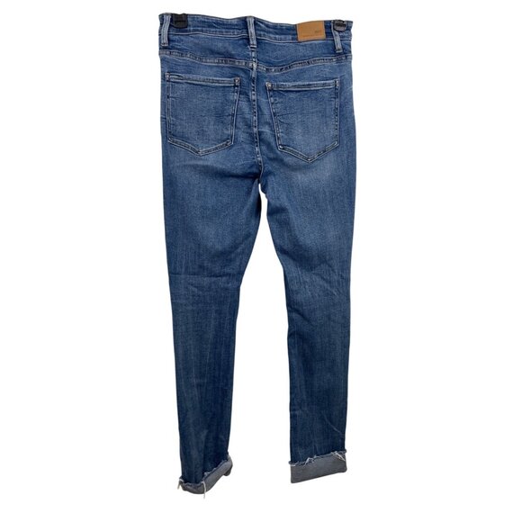 BKE Payton Jeans Womens 28x32 Blue Mid Rise Ankle Skinny Raw Hem Faded Whiskered - Picture 2 of 9